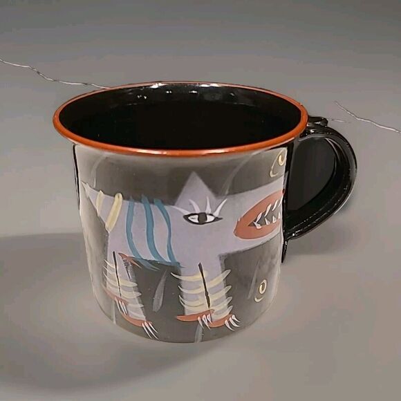 LeStudio Thorbeck Page Funky Monster Dog Mug Coffee Cup Art Vtg 1985 Signed EUC - Picture 1 of 7